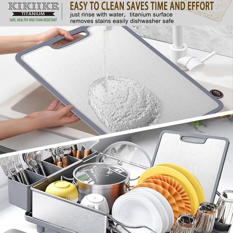 Titanium Cutting Board Double-sided non-slip silicone edging Pure Titanium Cutting