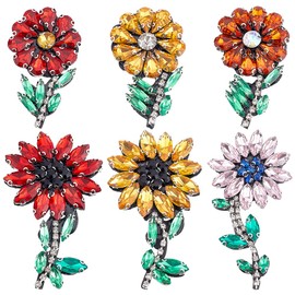 WEBEEDY 6PCS Beaded Applique Patches Flowers Sewing Patch Embroidery Appliques DIY Craft Badge for Clothing Shoes Socks