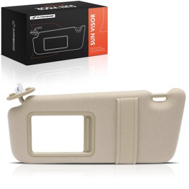 A-Premium Driver Left Side Sun Visor Compatible with Toyota Venza 2009 2010 2011 2012 2013 2014 2015 2016 - with Vanity Mirror, with Vanity Light, Beige Color - Replaces 74320-0T022-A1, 743200T022A1