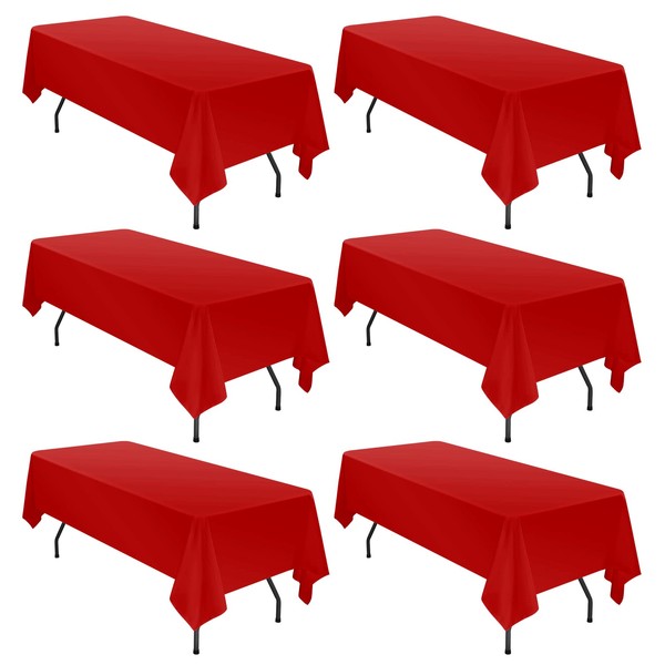 6 Pack Tablecloth 60 x102 inch Polyester Table Cloth for