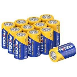 PKCELL 12PCS D Battery D Cell,R20P R20 D UM1 Super Heavy Duty Battery Zinc Chloride Battery