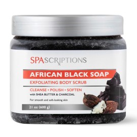 SpaScriptions- Jabón negro africano Spascriptions Exfoliante corporal con manteca de karité y carbón, 21 oz                                           