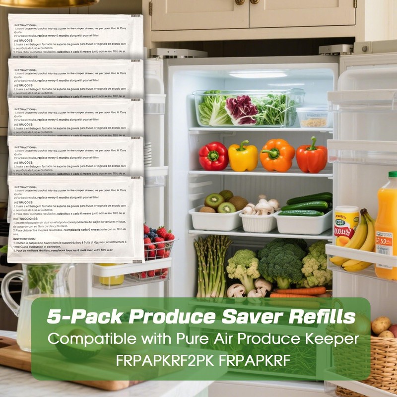 xcivi 5-Pack Produce Saver Refills Compatible with Frigidaire Pure Air