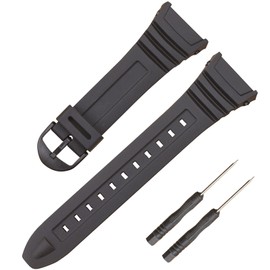 Lijinlan Watch Replacement Watch Band for Casio W-96H, Flexible Black Resin Strap fit W96 W-96H W96H W-96H-1AV W-96H-3A 2A/4A W-96H-9AV Sport Watch Adjustable Breathable Wristband (Black)