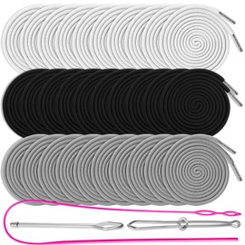 30PCS Drawstring Cords Replacement Drawstrings, 57 Inch Replacement Drawstring with 3 Pieces Drawstring Threader Tool, Durable Drawstring for Sweatpants Shorts Pants Jackets Coats