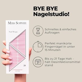 Original Miss Sophie Nagelfolien Love Notes I 24 ultra-d√ºnne Nagellack-Streifen einfarbig in Rosa I F√ºr Finger- & Fu√ün√§gel I H√§lt auf Natur- sowie lackierten, Acryl-, Gel- & Shellac-N√§geln