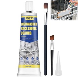 JAOJAO Dishwasher Rack Repair Coating, Dishwasher Rack Repair Kit Strong Waterproof Protection High and Low Temperature Resistant Safe Formula for Dishwashers and Vinyl Rack Restoration, 50ml White