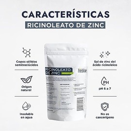 HEBBE - Ricinoleato de Zinc 250g | No Obstruye Poros | No Inhibe Transpiración | Ideal para Pieles Sensibles | Contenido de 250g