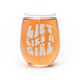 Life Like A Girl Stemless Wine Glass - Inspire & Admire, Gym & Fitness Gift, Personal Trainer Gift - 1 Glass