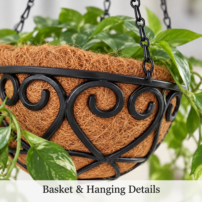 Coconut Brown Hanging Planter Basket for Indoor & Outdoor Plants