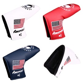 Putter Cover Headcover Fits Scotty Cameron Odyssey Velcro Closure American Embroidered Pin Type (Navy)