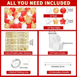 Simgoing 103 Pcs Giant Friendship Bracelet Garland DIY Birthday Jumbo Friendship Bracelet Banner Kit Famous Singer Customizable Party Decor for Back to School Wedding(Red White Gold)