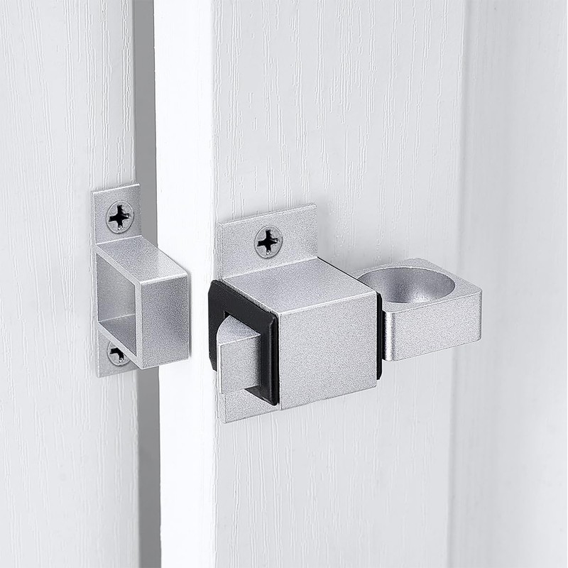 INIRET 2 Packs Self-Closing Gate Latches, Silver Spring Door Lock,