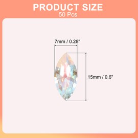 MECCANIXITY 50Pcs Horse Eye Shape Rhinestones, 7 x 15 mm Point Back Rhinestone Beads for Jewelry Making Crafts Costume Crystal Embellishments, Clear White