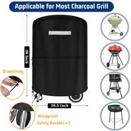 Grill Cover for Outdoor Grill, Grill Covers for Weber 22 Inch Charcoal Kettle Grill - Waterproof Heavy Duty BBQ Gas Covers for Weber Char-Broil 22 Inch Charcoal Kettle Grills, BBQ Covers for Outside