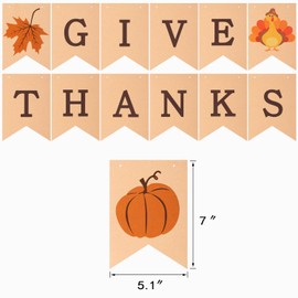 Konsait Give Thanks Hanging Banner Thanksgiving Party Pennant Bunting Garland Give Thanks Bunting Maple Leaf Banner Paper for Happy Thanksgiving Day Celebration Home Decoration Party Favors