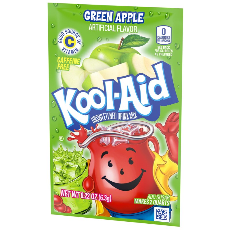 Kool-Aid Unsweetened Caffeine Free Green Apple Zero Calories Powdered Drink