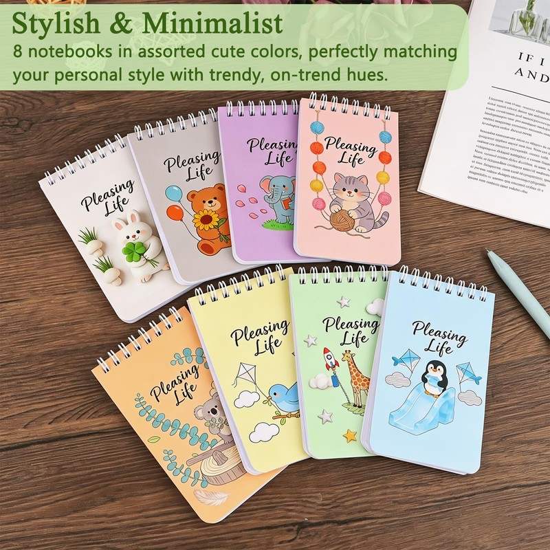 KTOJOY 8 Pack Pocket Notebooks 3 x 5 Inch, Mini