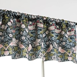 Obal William Morris Blackout Short Curtains Original Design Green Floral Kitchen Curtains Valance Small Window Curtains Cafe Curtains with Rod Pocket for Bedroom Living Room (52"x18", 1 Panel)