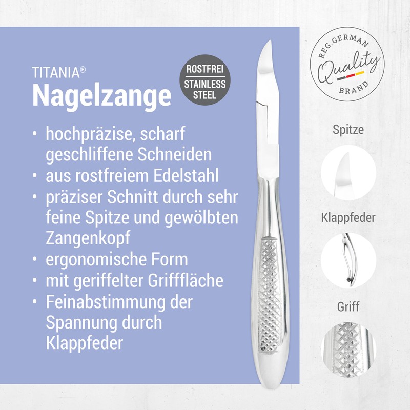 TITANIA Extra Sharp Professional Nail Clippers (10.5 cm) • Strong