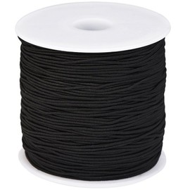 Trimming Shop 1mm Wide Black Elastic Sewing Thread for Shirring - Full Roll of 500 Metres Stretch Cord - Spool of Elastic String for Clothing and Jewellery Making