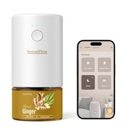 SenseFlow Smart Wi-Fi Space Fragrance Diffuser SF101S – Adjustable Natural Atomizer Essential Oil Kit, 40-Day Aroma, LED Light, Customizable Schedule for Home, Hotel & Studio - Ginger