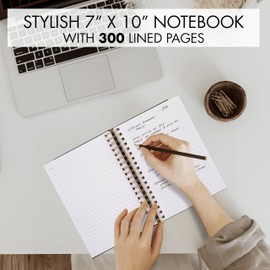 ZICOTO Aesthetic Thick Spiral Notebook Journal For Women in B5 Format - Modern Linen Hardcover Wide Ruled Note Book With 300 Lined Pages - Perfect For Writing And Staying Organized at Work or School
