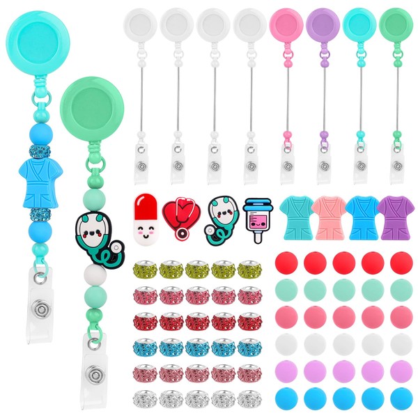 Framendino, 8 Pack Beadable Badge Reels Holders Clips Retractable Clip