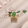 Teyglen Wedding Pearl Hair Comb Elegant Green Crystal Pearl Hair