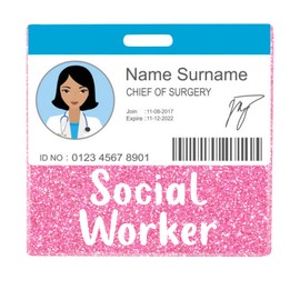 Social Worker Badge Buddy Card Holder Nurse Nursing Accessories Glitter Horizontal ID Name Identification Tags Hospital Work Goods