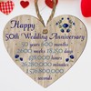 Pixie's Gift 50th Wedding Anniversary" Commemorative Wooden Heart Plaque –