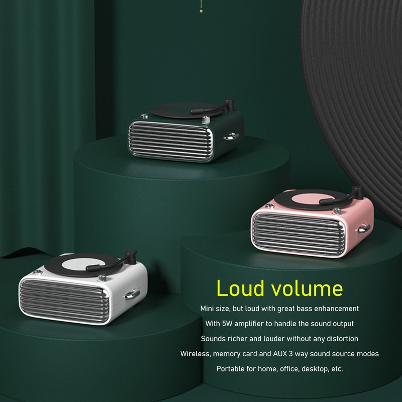 Bluetooth 5.0 Speaker Vinly Record Player Style Old Fashioned Classic