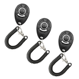 Diyife Dog Clicker, Training Clicker with Large Button and Wrist Strap, Clicker Set for Dog Training and Dog Training, for Dog, Cat, Horse (3 Pieces, Black)