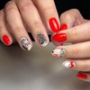 Christmas Short Press on Nails Round Shape Fake Nails Cute
