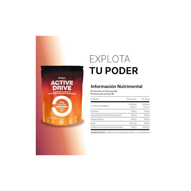 Active Drive Creatina Monohidratada Micronizada | Suplemento en Polvo de