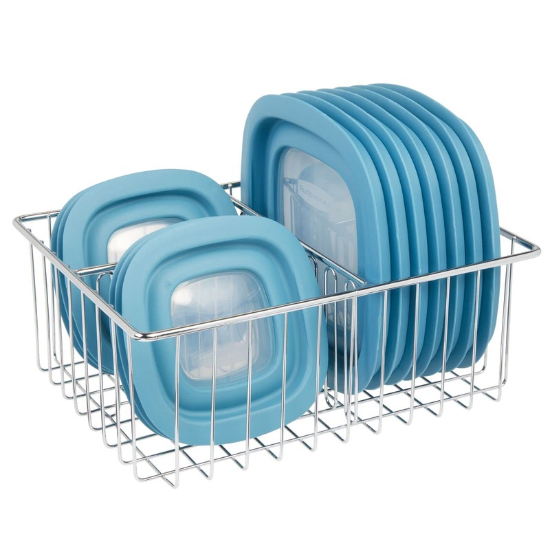 mDesign Lid Holder - Practical Kitchen Storage Basket with 3