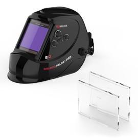 YESWELDER Large Viewing Screen 3.93"X3.66" True Color Solar Power Auto Darkening Welding Helmet & Magnification Welding Lens, 2.0 Magnification