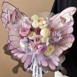 Butterfly Bouquet Waterproof Floral Bouquet Wrapping Paper,Double Sided Flower Wrapping Paper,Gift Packaging, Bouquet Accessories for Wedding Birthday Flower Shop 20 Sheets (Purple)