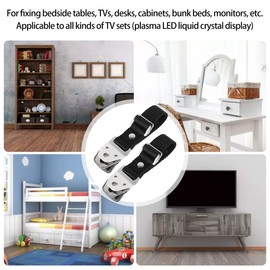 1 Pair of TV Anchor Strap for Baby Proofing/Secure Wall-Mounted Anti-Tip Kit Earthquake Resistant TV Safety Straps for Flat Screen TVs Dresser Cabinet