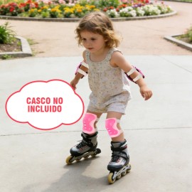 Trixter Kit Equipo De Protección Para Patinar Niños Conjunto De Rodilleras Coderas Y Muñequeras Color Rosa