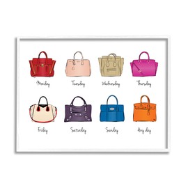 Stupell Industries Stylish Glam Bags Daily, Designed by Martina Pavlova White Framed Wall Art, 24 x 30, Multi-Color
