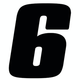 Dirt Digits DD53B-6 Black 5.5" High-Gloss Precision Die Cut Vinyl Number 6, 3 Pack