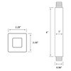 6 Inch Square Ceiling Mount Shower Arm with Flange, Stainless