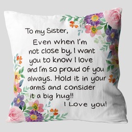 Sisters Gift from Sister Throw Pillow Covers,Reminder Gift for Lady Girls Gift, 18 x 18 Inch Decorative Flannel Pillow case. (Sisters (0069B))