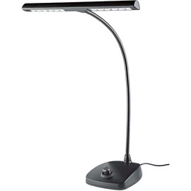 K&M Konig & Meyer 12298.090.55 Piano Lamp | Sturdy Music Light to Prevent Eye Strain | 3000 K, 12 LEDs, 2500 Lux and Variable Dimmer | 16.338" Gooseneck with Stable Stand for Optimum Position | Black