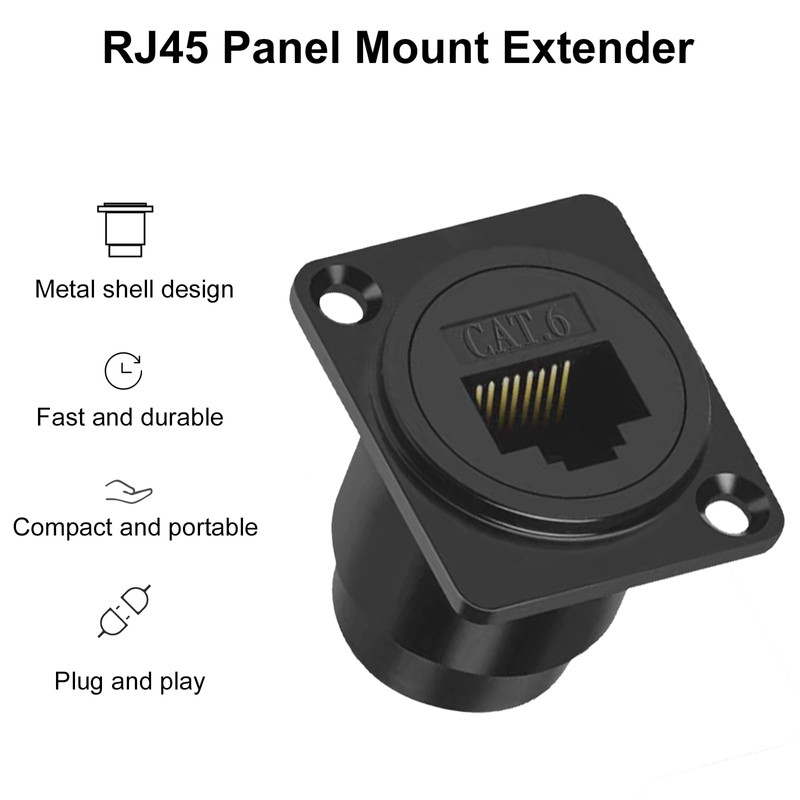 Poyiccot RJ45 Panel Mount Coupler, 1-Pack D-Type RJ45 Pass Though