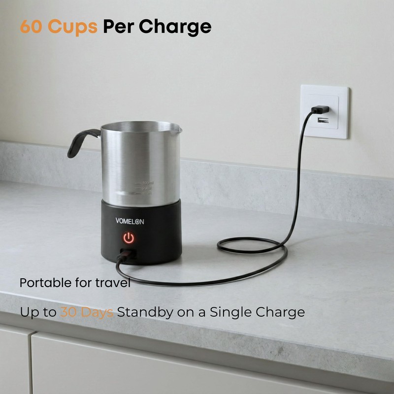 Single-Serve Rechargeable Milk Frother, Portable Mini Electric Cold-Only Foam Maker,