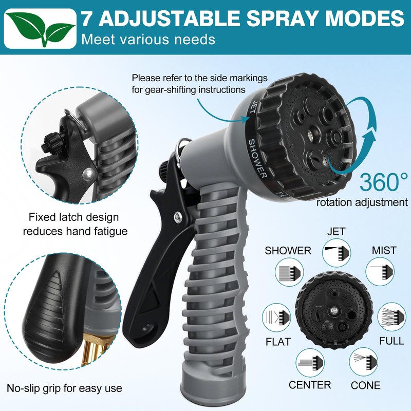 HEYTIMI 50 FT 3/8" Lightweight Coiled Garden Hose EVA Flexible