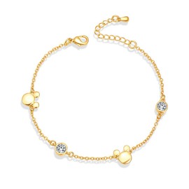 IMINI Dainty Mouse Crystal Bracelet for Women Girls Cubic Zirconia Lovely Mice Animal Adjustable Chain Hand Wrist Bracelets Cute Jewelry Gifts Christmas Birthday (Gold)