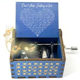 ukebobo Can't Help Falling in Love Wood Music Box, Engraved Musical Boxes for Love One, Anniversary Valentine Birthday Wedding for Lover Boyfriend Girlfriend Husband Wife-528